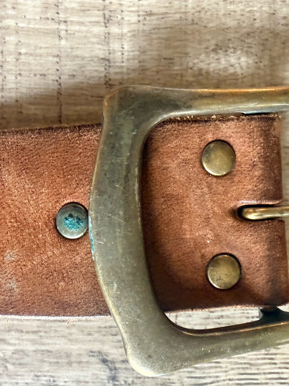Vintage Brown Leather Belt with Gold Hardware and Studs - Picture 6 of 6